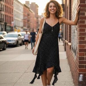 Jessica Simpson black and white polka dot dress size Large NWOT